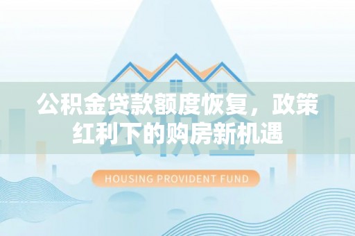 香港岛公积金贷款额度恢复，政策红利下的购房新机遇